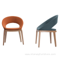 round back design wooden leg upholstery dining chair